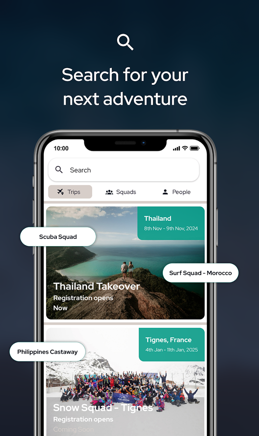 Travel Squad App messaging and group chat features